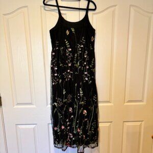 BloomChic U Neck Floral Embroidered Mesh Cami Dress